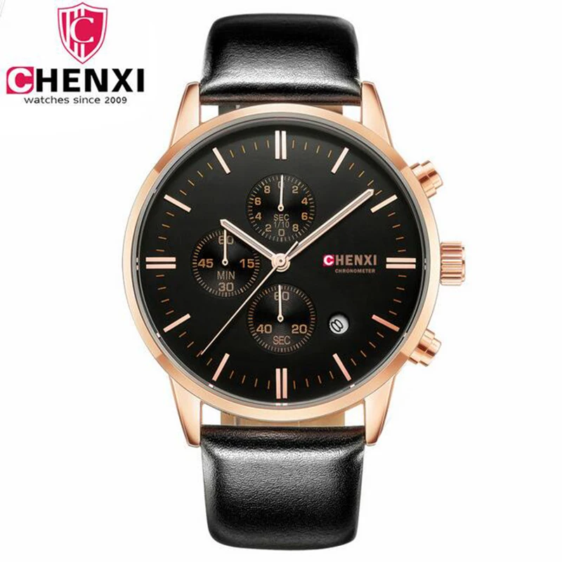 Prix pour CHENXI Nouvelle Montre En Cuir Hommes D'or Montres Hommes Montres Casual Multifonction Chronographe Calendrier Rlogio Masculino 903 Prix pour CHENXI Nouvelle Montre En Cuir Hommes D'or Montres Hommes Montres Casual Multifonction Chronographe Calendrier Rlogio Masculino 903