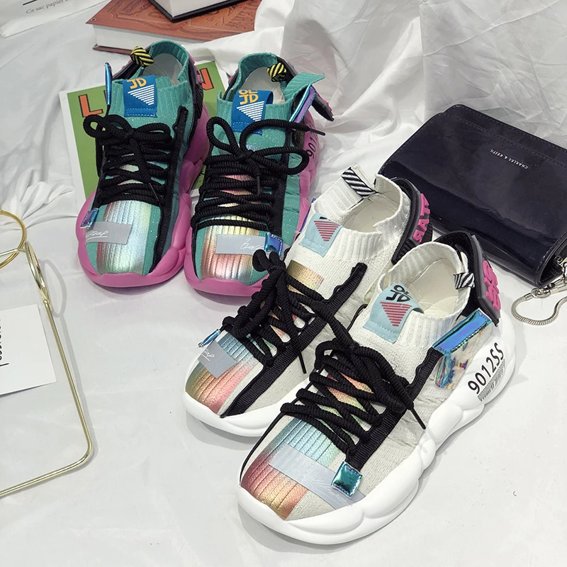 

brand 2019 summer size 40 Woman Shoes Polychromatic ladies Non Slip sneakers exercise Damping shoes lace-up Zapatillas Mujer