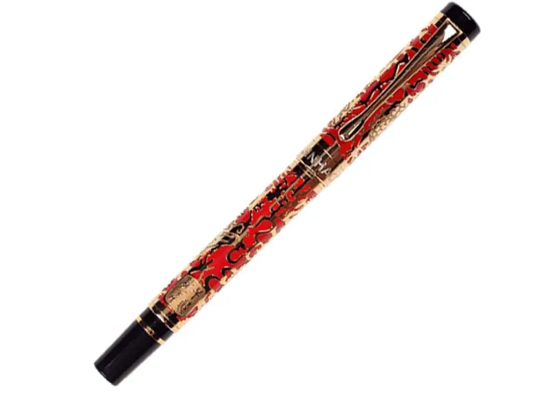 Перьевая ручка или Гелевая Ручка-роллер художественная резьба стиль Jinhao 5000 офисные и школьные Письменные ручки - Цвет: Gold red