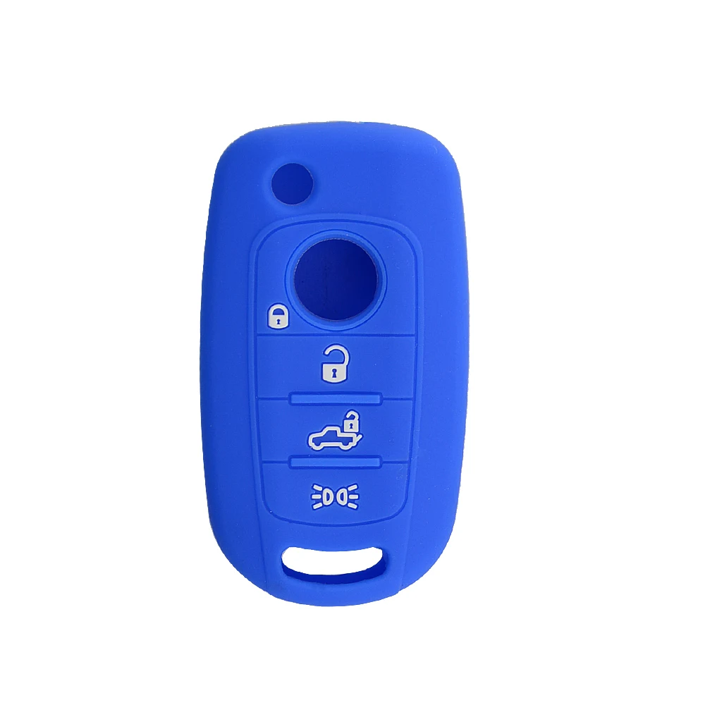 OkeyTech сменный мягкий силиконовый резиновый автомобильный чехол для ключей 4 кнопки для FIAT Toro 500X nuovo grazie Футляр для ключей оболочка - Название цвета: Синий