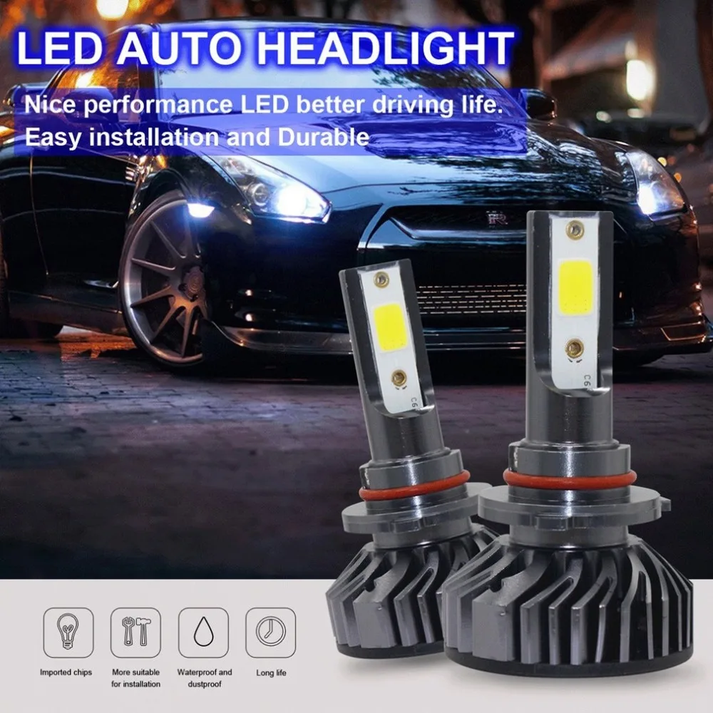 1 Pair LED Headlights 9006 HB4 H8 H9 H11 H1 H4 High Power 6500K Super Bright Auto Headlamp Day Time Running Lights