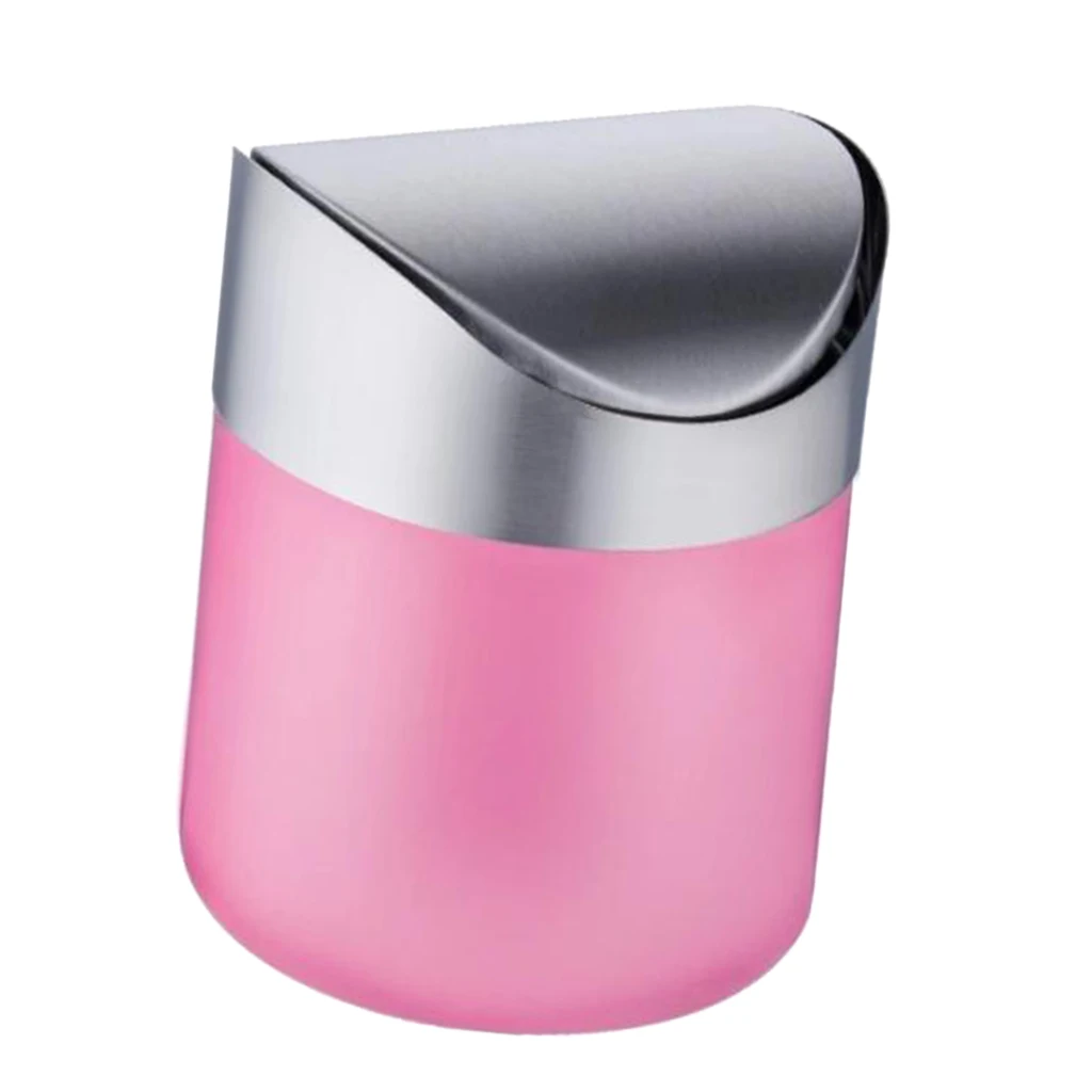 Красный/зеленый/розовый/синий/серебристый мусорный бак из нержавеющей стали мусорная корзина с крышкой креативный инструмент - Цвет: Pink