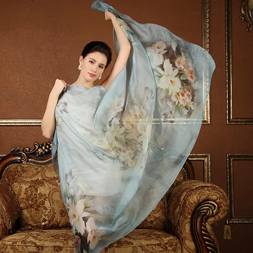 

High quality 100% mulberry silk scarf natural real silk Women Long scarves Shawl Female hijab wrap Summer Beach Cover-ups P4