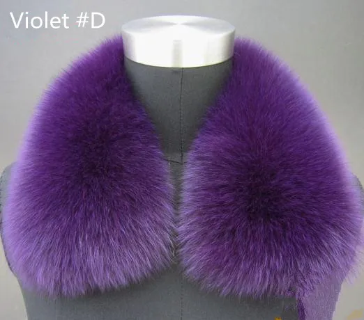 Violet D Воротник из натурального Лисьего меха, женский шарф из натурального Лисьего меха, зимний теплый меховой воротник, короткий шарф, Женская шаль, накидка на шею - Цвет: Violet D