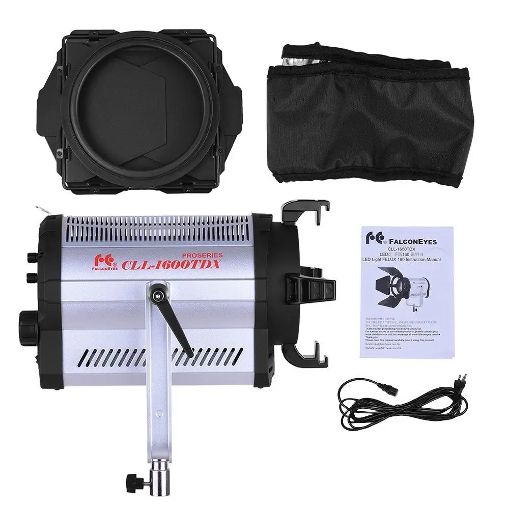 Falconeyes 160 w 프레 넬 led 빛 바이 컬러 조정 가능한 스튜디오 비디오 빛 dmx512 시스템 냉각 팬 CLL-1600TDX led 빛