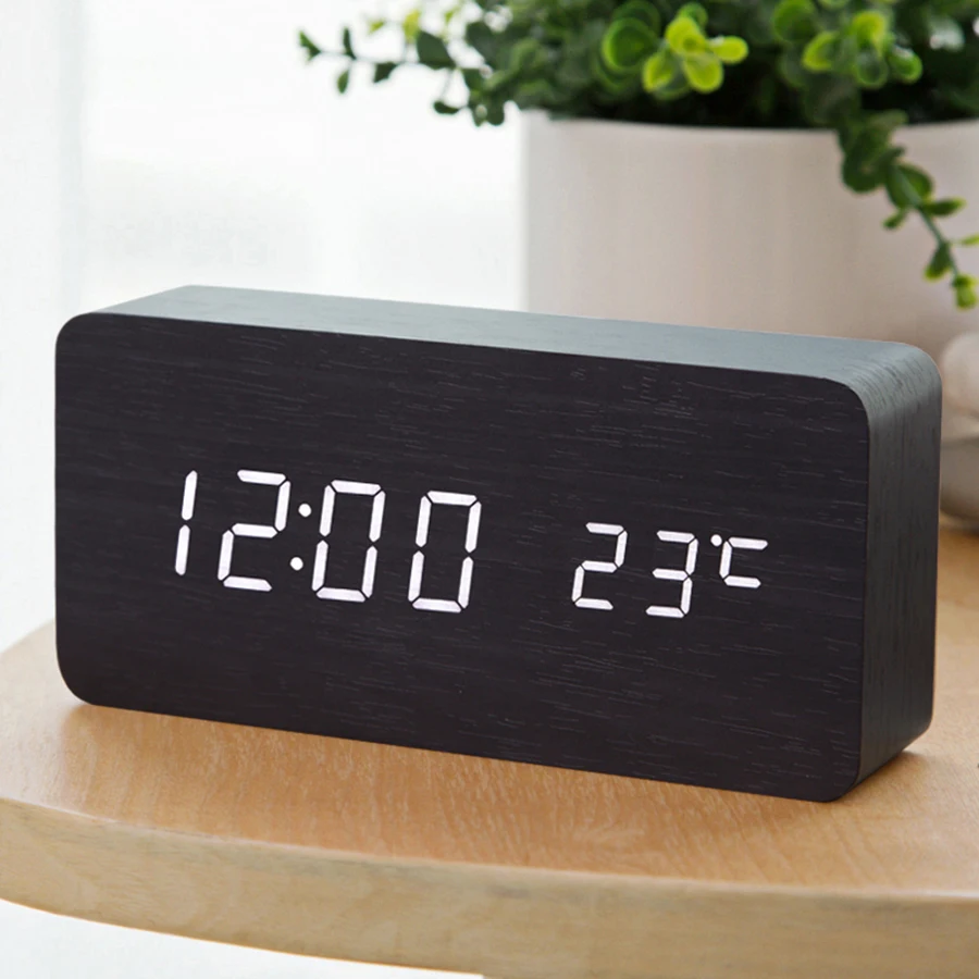 

Creative Wooden Digital Alarm Clock Digital Led Table Talking Wood Night Electronic Desk Clock Kids Wake Up Light Clock 4z