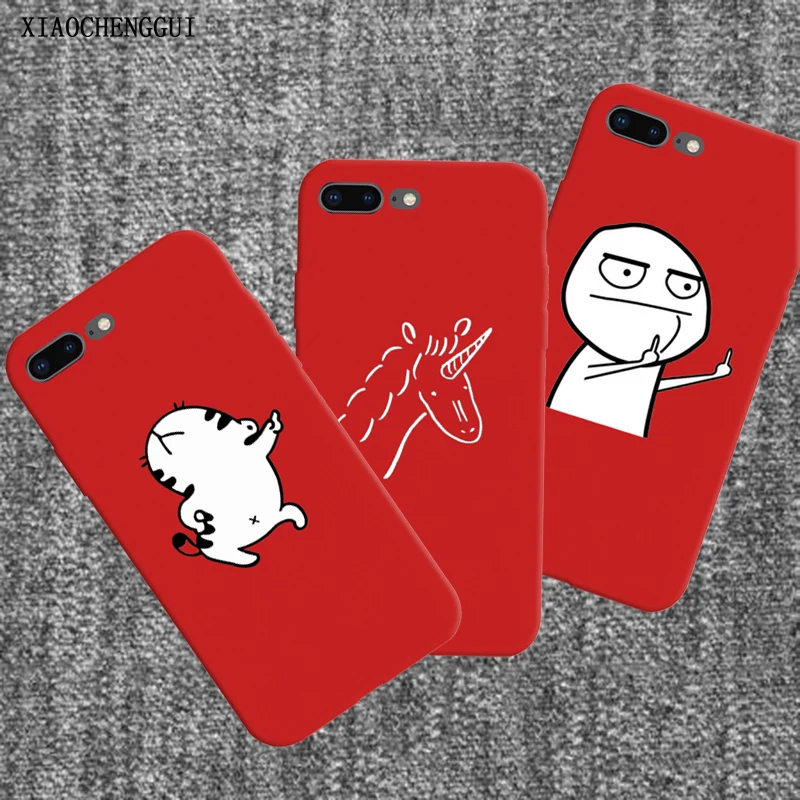 

Funny Cartoon Phone Case For iphone X S R Max 5 5s 6 7 8 Plus dancing Cat Abstract Unicorn Middle Finger Cases Cover