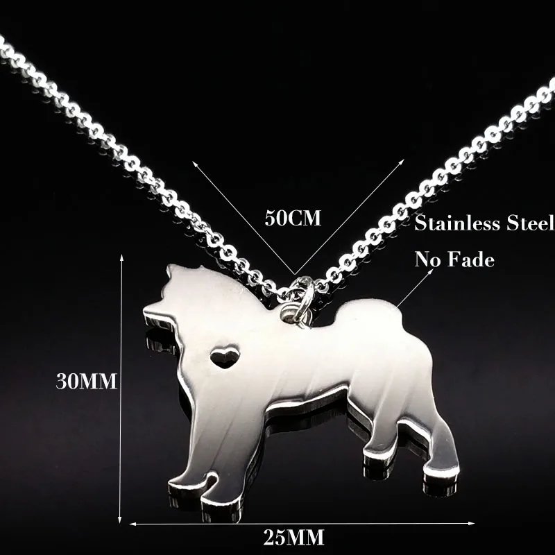 Collana in acciaio inossidabile con cane Akita per donna Collane in acciaio inossidabile color argento Gioielli Collana migliore amico n1446s01_voghion.com
