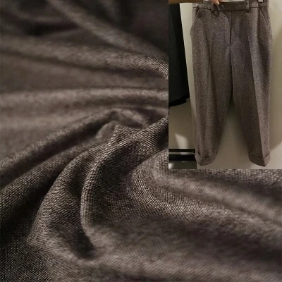 

0.5m DIY Xintianji Woven twill weave hemp linen viscose 98% Wool 2% silver fabric for pants trousers in Spring home textile