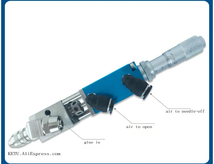 Пневматический Дозирующий клапан двойного действия Needle-off(Tip-seal) 2121Q с микрометровым тюнером