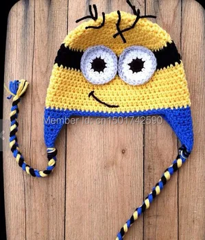 

Lovely Minion Crochet baby hat children cotton hat Cartoon 5 pcs/lot