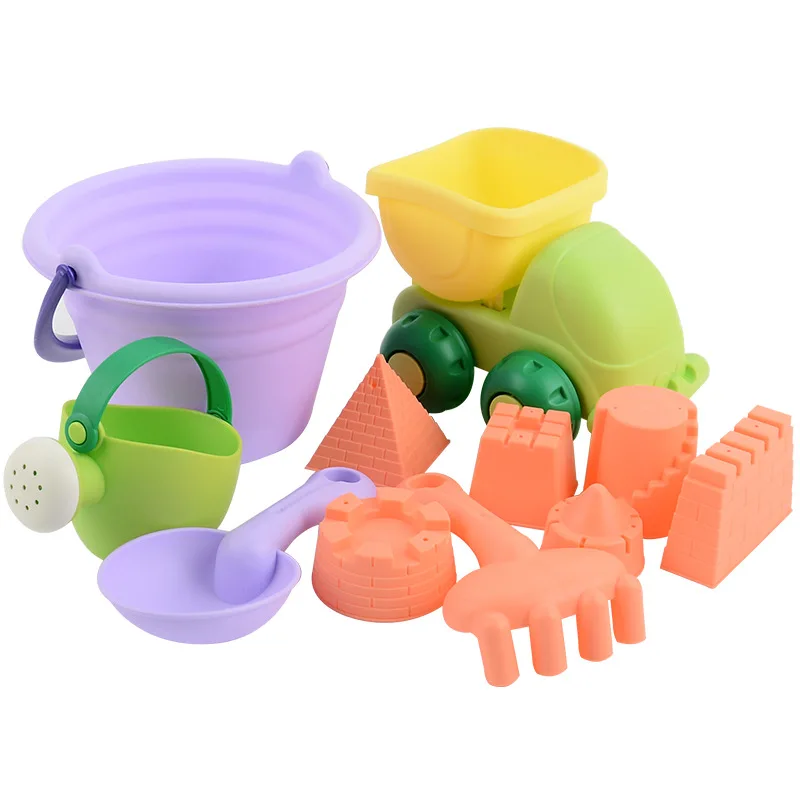 

11-Piece Set Large Flexible Rubber Beach Toys Children Summer Outdoor Dredging Sand Shovel Toys Set