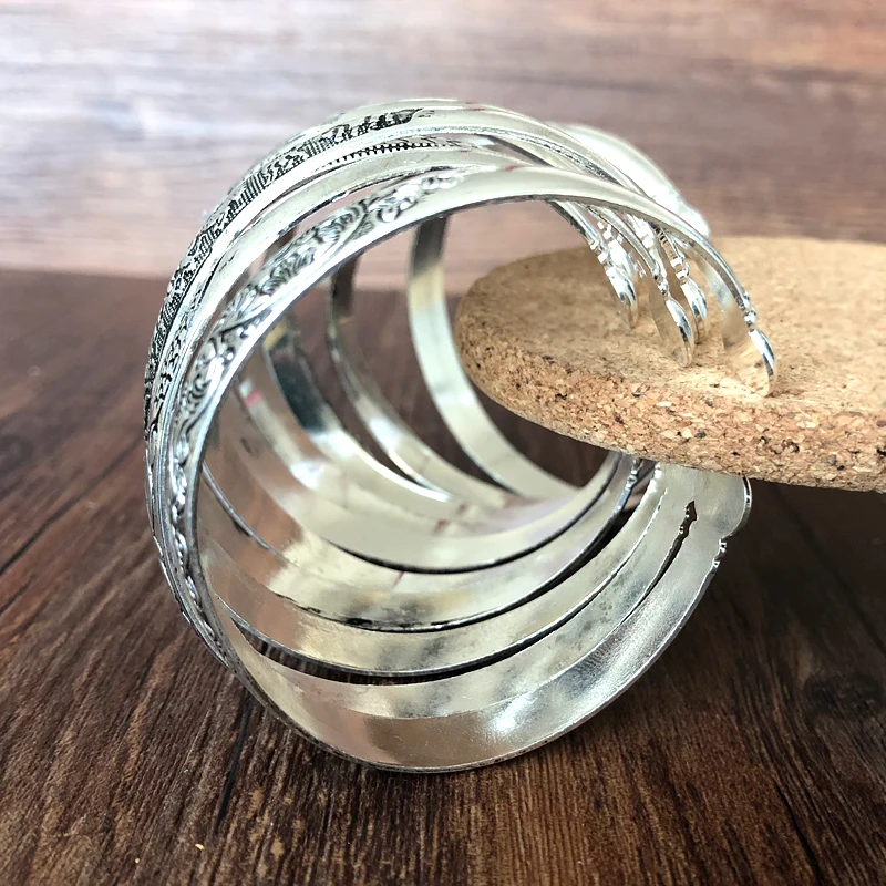 Metal bracelet Yumfeel Vintage Tibetan Bracelet Antique Silvery Cuff Bracelet 10pcs/lot