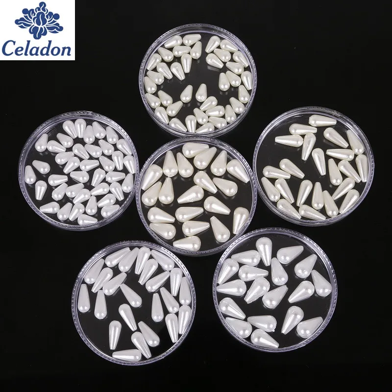 50-200pcs White&ampIvory Many Size Oval Shape&ampTear Drop Plastic ABS Pearl Loose Spacer DIY Beads For Jewelry Findings Making | Украшения