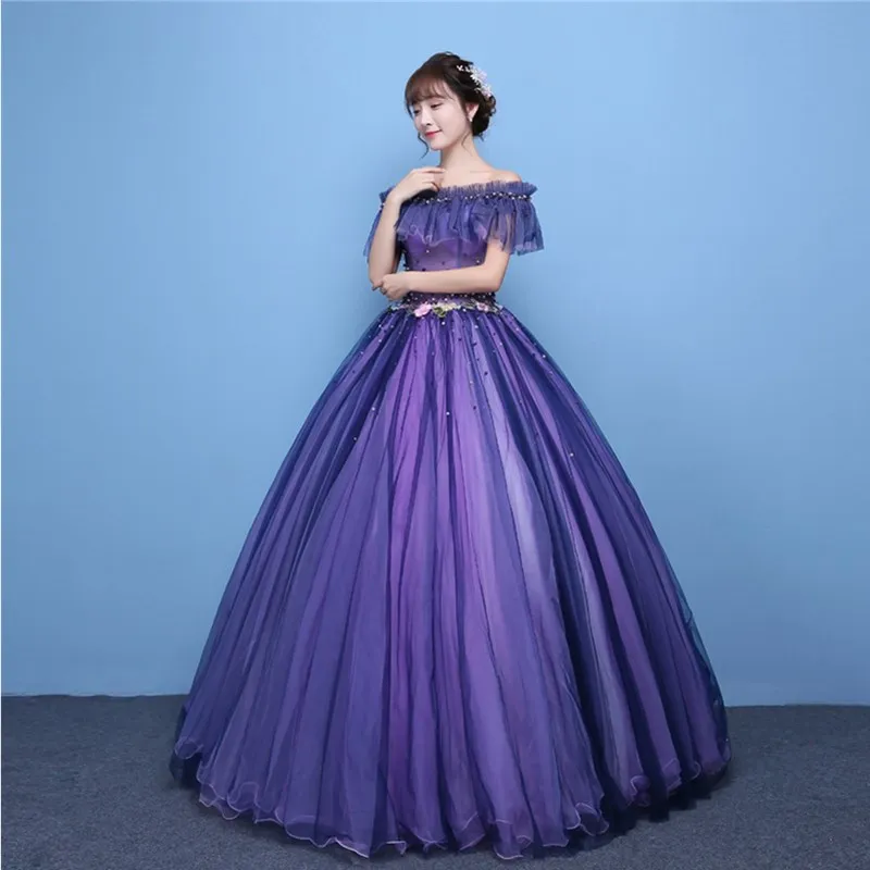 Ruthshen фиолетовые платья для Quinceanera с открытыми плечами платье выпускного вечера