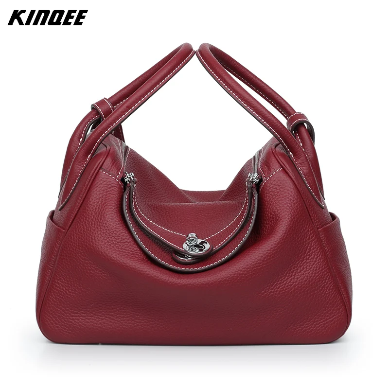 

Women Totes Doctor Handbag Genuine Leather Crossbody Bag Luxury Designer Solid Vintage High Quality 30CM Soft Leather Hasp