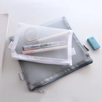 

1pcs magic card culture simple solid color nylon mesh file bag multifunctional transparent zipper bag test paper bag folder