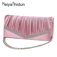 MeiyaShidun Frauen Satin Strass Abend Handtasche Damen Tag Kupplung Geldbörse Kette Handtasche Braut Hochzeit Tasche Bolsa Mujer