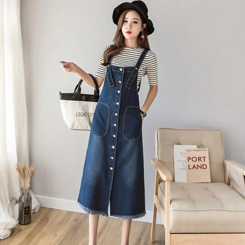 

2019 Spring Autumn new Denim Sumdress Fashion fat MM plus size 5XL loose A line Denim dress Patchwork pocket jeans dresses w527