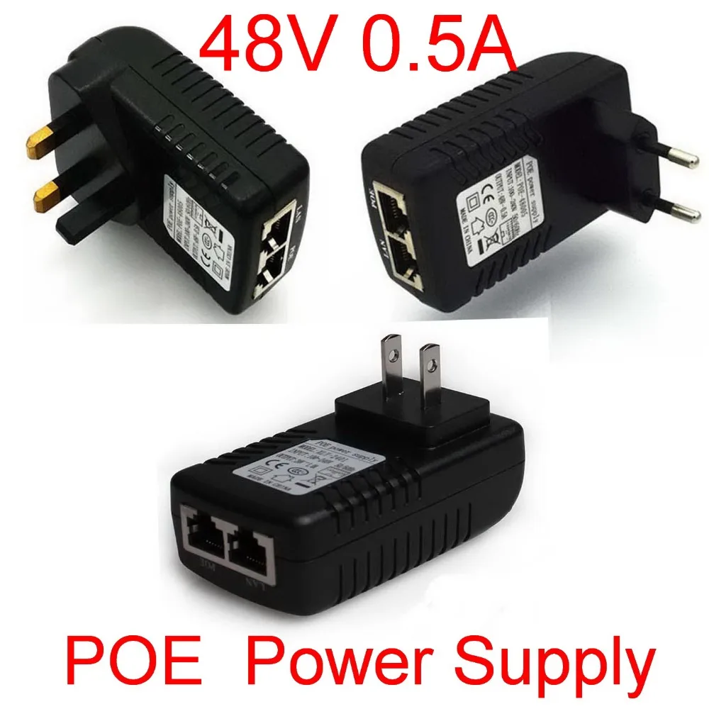 High Quality 48V 0.5A Wall Plug POE Injector Ethernet Adapter For CCTV Camera