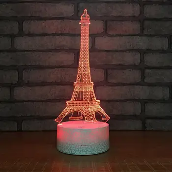 

Colorful LED 3D Vision Night Light Eiffel Tower Image Touchment Control Color 3D Night Lamp Desk Light