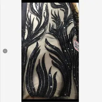 

2019 new beaded tube sequin pattern design French mesh African lace Nigeria lace fabric suitable for dress dress fabric