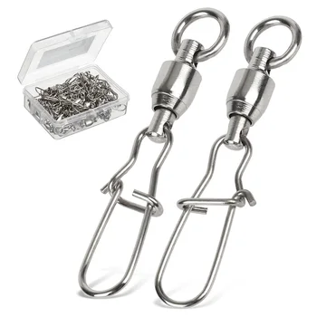 SUPER SALE ❤️ 10/ 20/ 50/lot Swivels Stainless Steel Fishing Connector Interlock Rolling with Hooked Bearing Fishhook Lure Tackle Accessories - discount item 44% OFF Sports & Entertainment