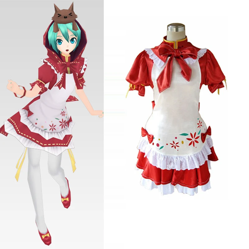 

Vocaloid Project Diva Red Miku Cosplay Uniform Suit Women Girls Maid Dress Halloween Costumes Custom Size Free Shipping