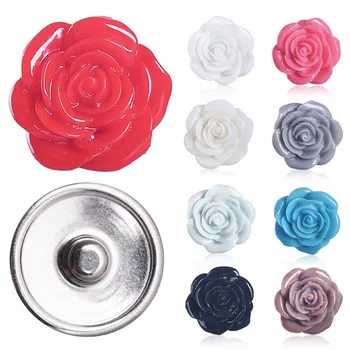 

NEW 60pcs Mixed Resin Daisy Snap Buttons Simple Fit DIY Chain Link Snap Bracelet Flowers Assorted Wholesale Silver Bottom