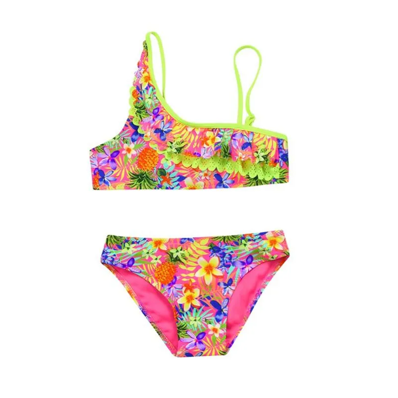 wholesale drop shipping Infant Kid Girls Floral Print Ruched Swimwear