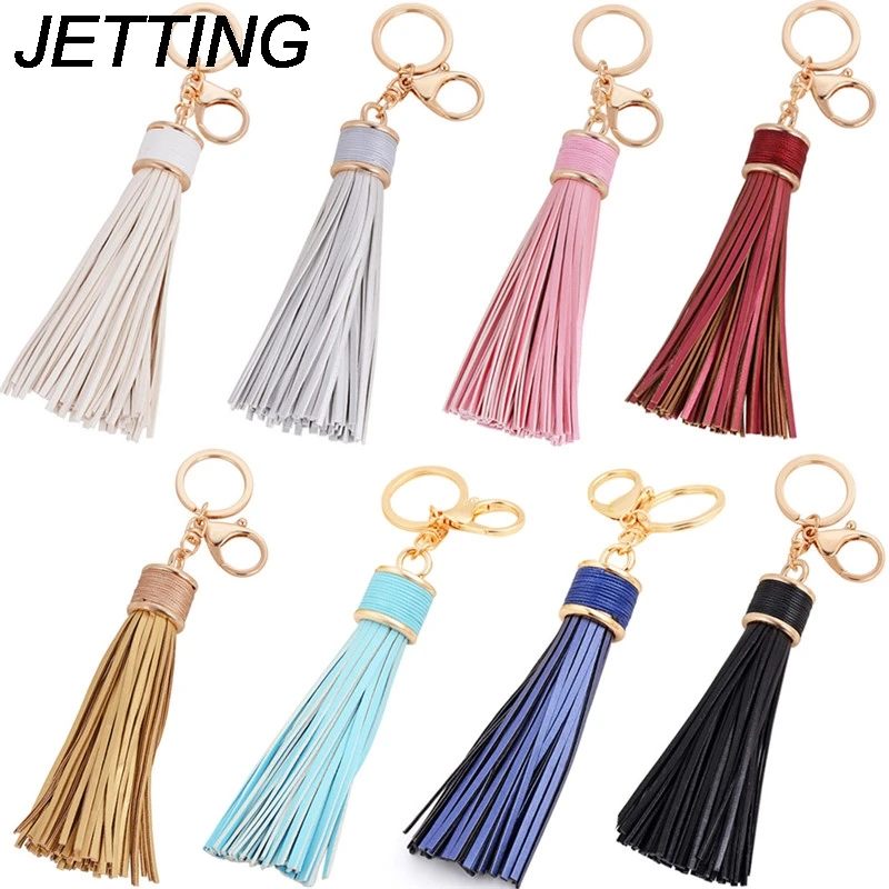 Car Keyring Holder Women Jewelry Llavero Luxury Tassel Fringe Pu Leather Keychain Purse Bag Buckle HandBag Pendant For