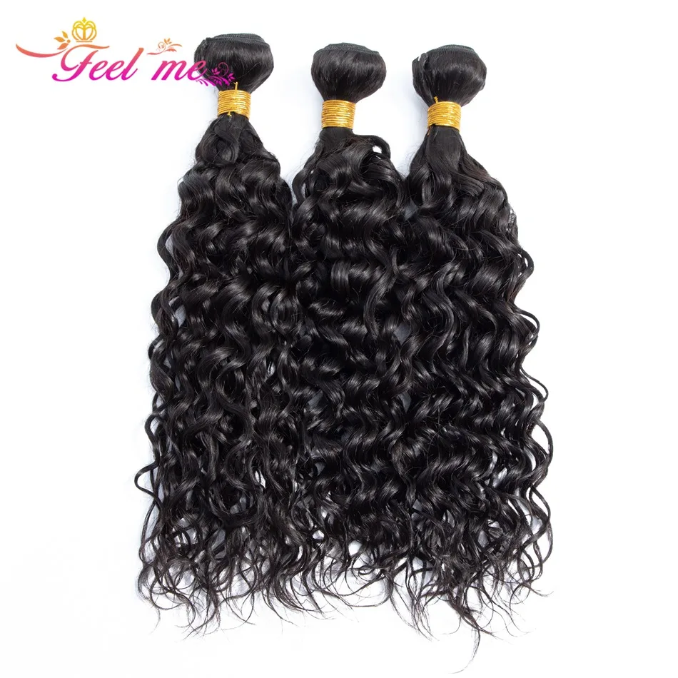 

FEEL ME Brazilian Water Wave Bundles 100% Human Hair Bundles Can Buy 1/3/4 PCS Natural Color Remy Human Hair Weave Extensions