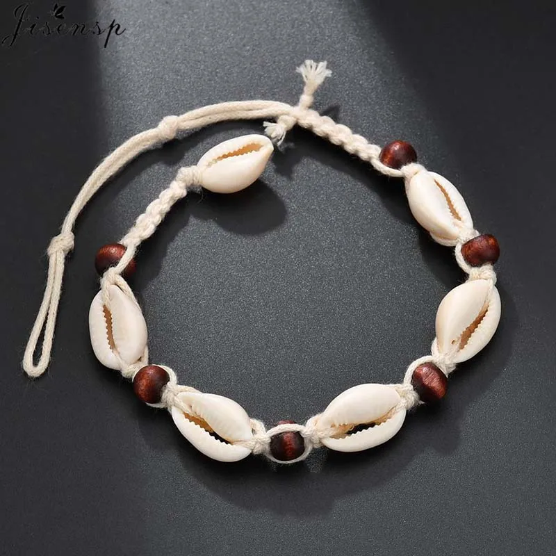 

Jisensp Bohemian Cowries Shell Jewelry Fashion Beach Seashell Bracelet Vintage Ethnic Style Shell Charm Bracelets Women Bangles