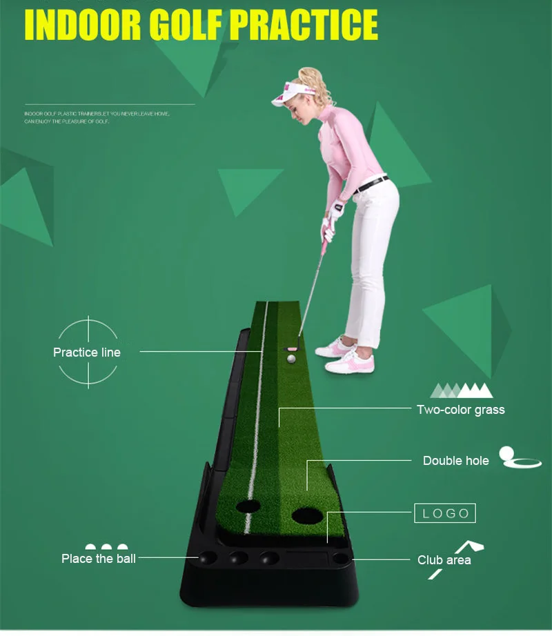 PGM indoor Golf Putter Practice Set Putting Green Trainer Green Mat Automatic Return Fairways Equipment Golf Training Aids (10)