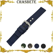 20mm Nylon Watchband for Samsung Gear S4 Sport Smart Watch Pin Buckle Fabric Nato Strap Wrist Loop Belt Bracelet Blue Black