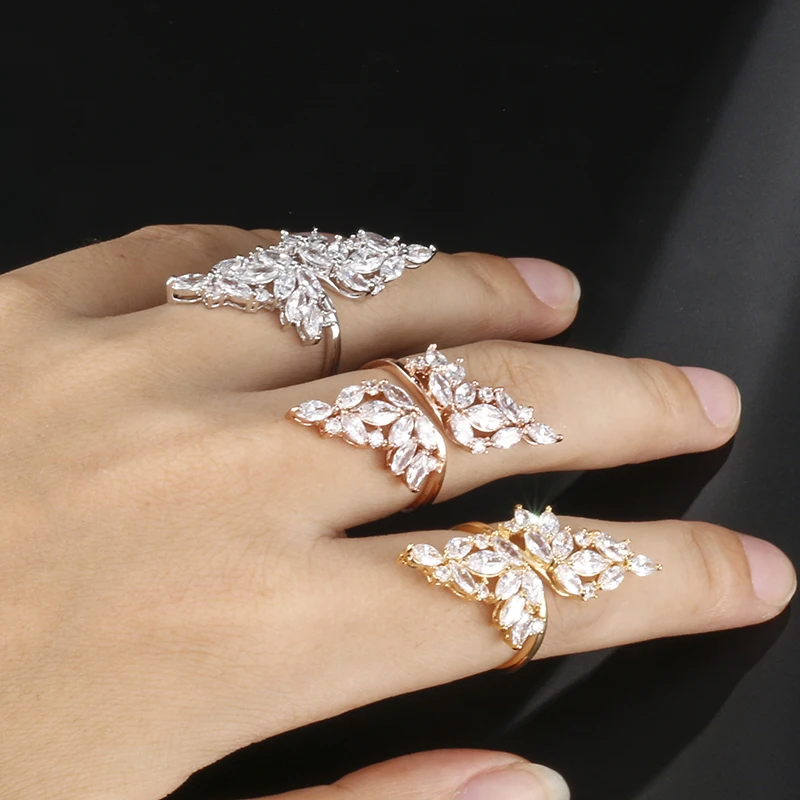 Uilz Beautiful Ladies Wings Ring Sliver Color Open Rings For Women With