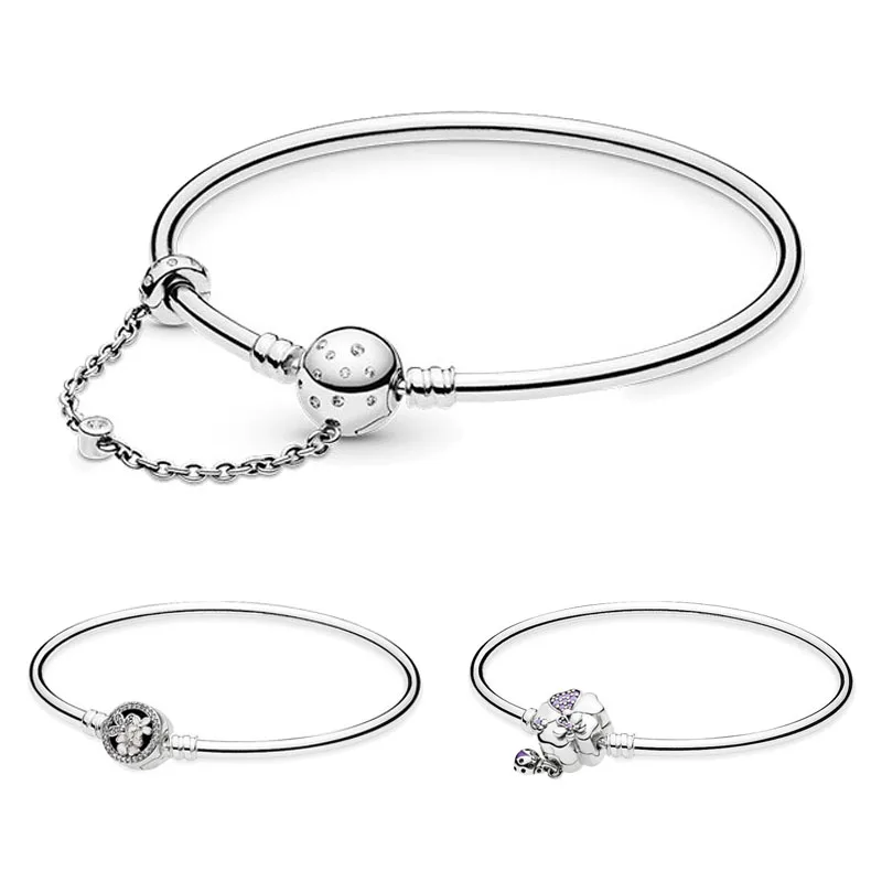 

2019 New 925 Sterling Silver Bead Charm Bracelet Fit Original Pandora Bloom Flower True Uniqueness Bangle Women DIY Jewelry Gift