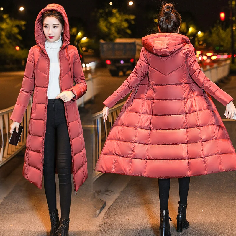 

winter women X-long jackets coat Super warm Thicken warm big fur collar parkas jacket coats Casual female winter outwear