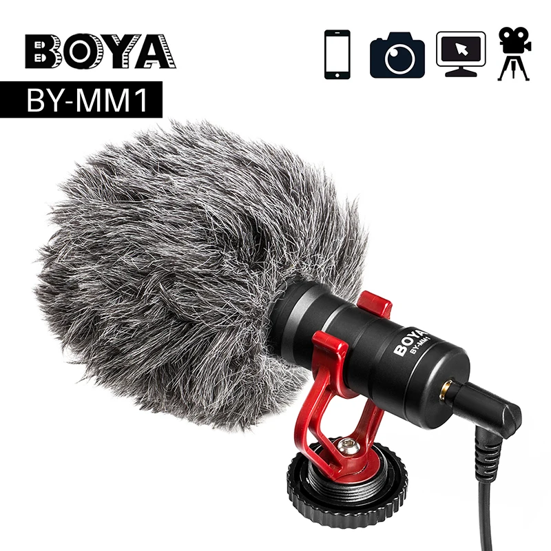 BOYA BY-MM1 Video Record Microphone Compact VS Rode VideoMicro On-Camera Recording Mic for iPhone X 8 7 Huawei Nikon Canon DSLR