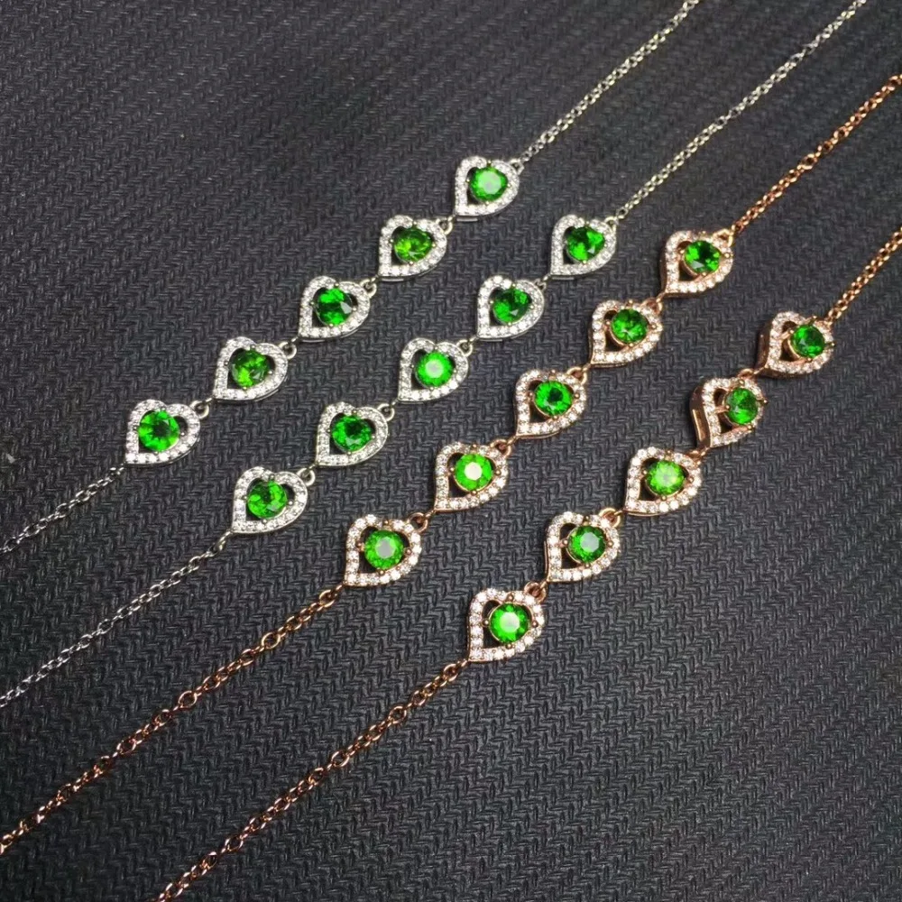 Браслет естественный диопсид, изготовленный из серебра 925, самый продаваемый стиль, простой и изысканный, дешевый Браслет естественный диопсид, изготовленный из серебра 925, самый продаваемый стиль, простой и изысканный, дешевый