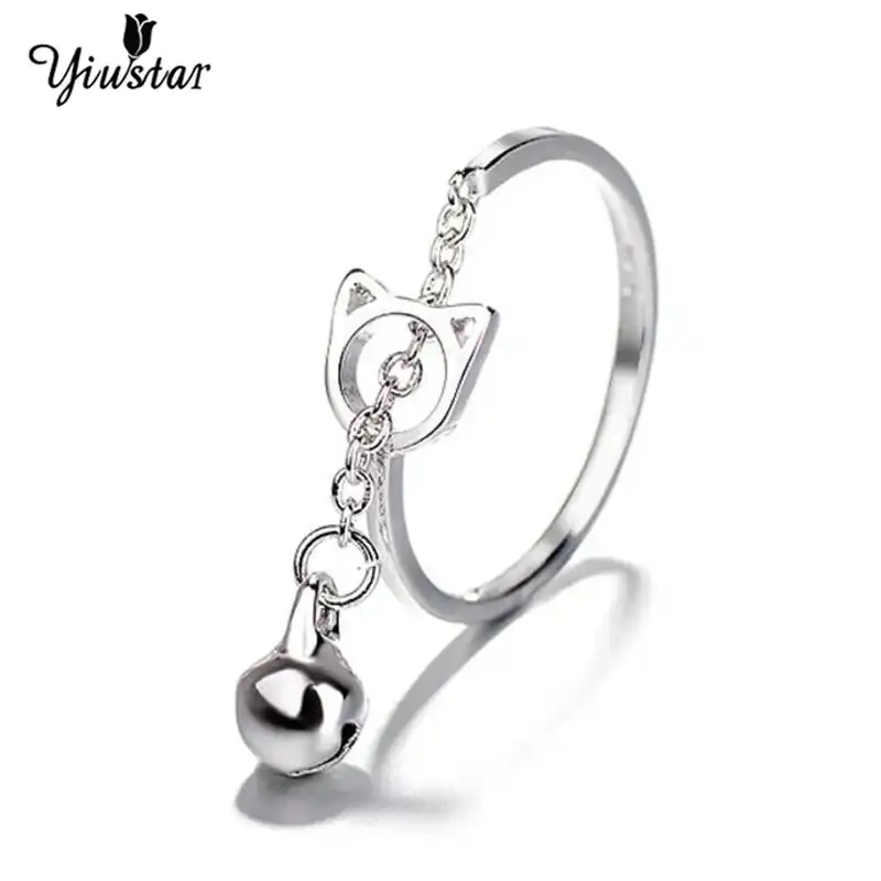 Yiustar Generoso Dulce Encantador Gato De Dibujos Animados Campana Anillos Abiertos Para Mujeres Anillo De Compromiso Lindo Estilo Chica Joyeria Regalo Hombres Anillo Aliexpress