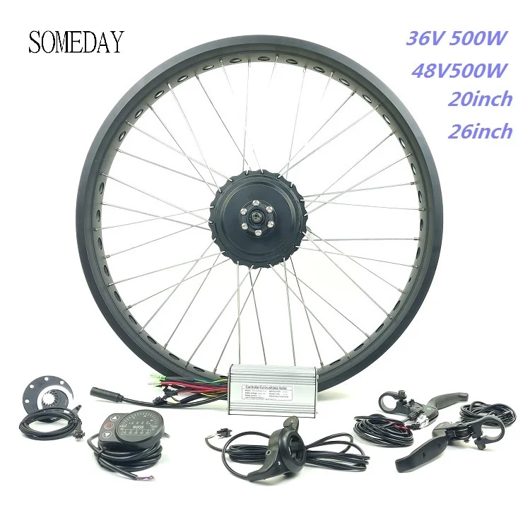 

SOMEDAY Electric Bicycle 36V/48V 500W snowbike EBIKE fat front wheel gear hub motor with LED900S display