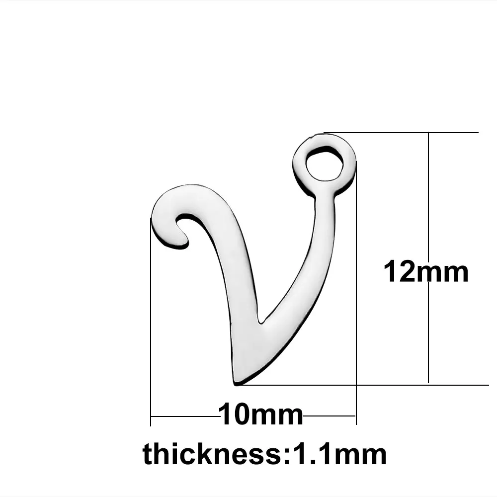 10 шт./лот, полировка, нержавеющая сталь, сделай сам, шарм, R-Z, инициалы, амулет, буквы алфавита, для изготовления женских ювелирных изделий, аксессуары - Окраска металла: V