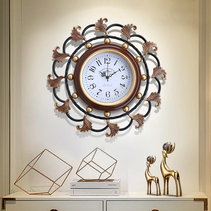 Американские креативные настенные часы современный дизайн модные часы для гостиной Ретро украшение дома кварцевые часы круглые часы на стену