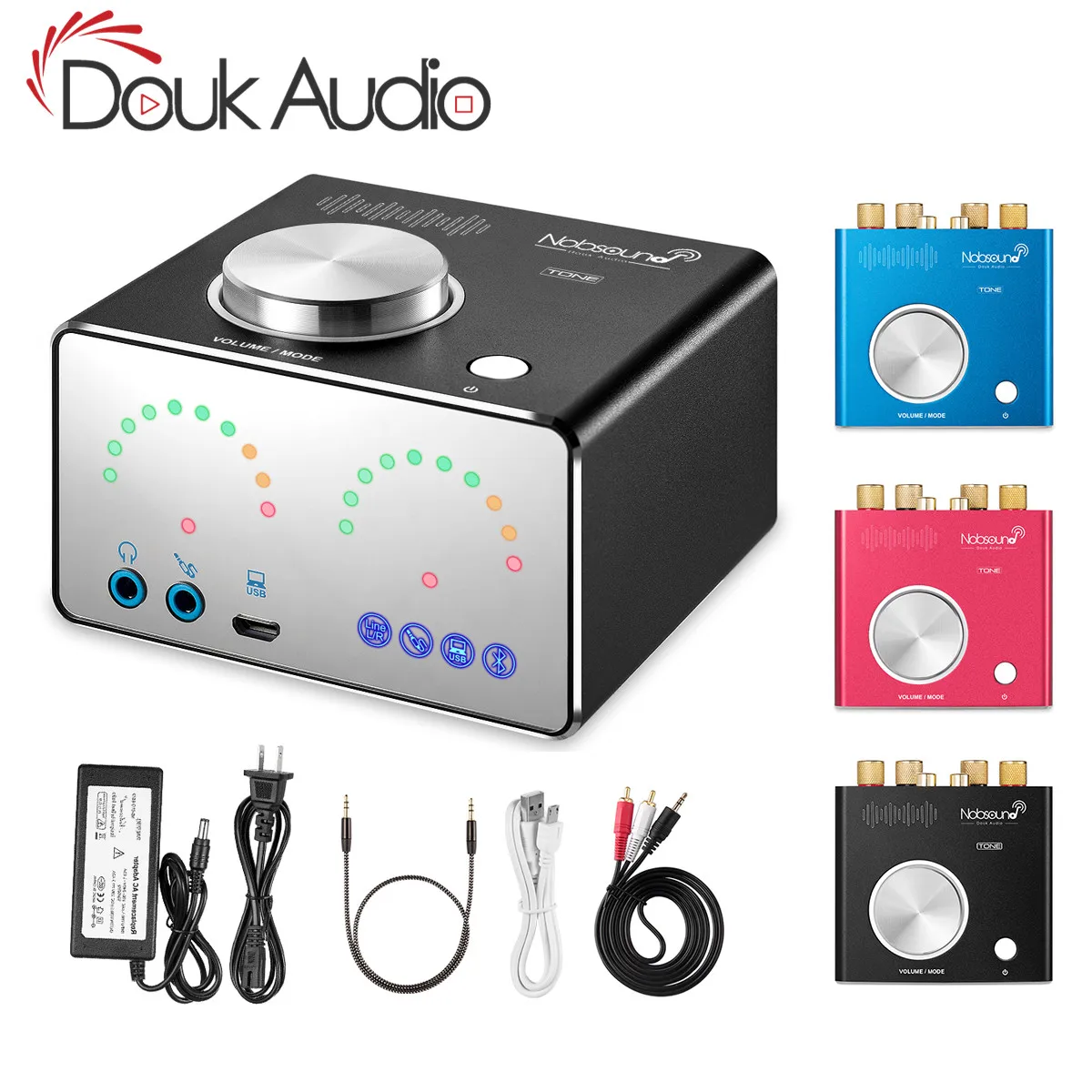 

Douk audio HiFi Bluetooth 4.2 Digital Power Amplifiers Home Audio Mini Desktop Integrated Stereo Headphone Amp USB Sound Card
