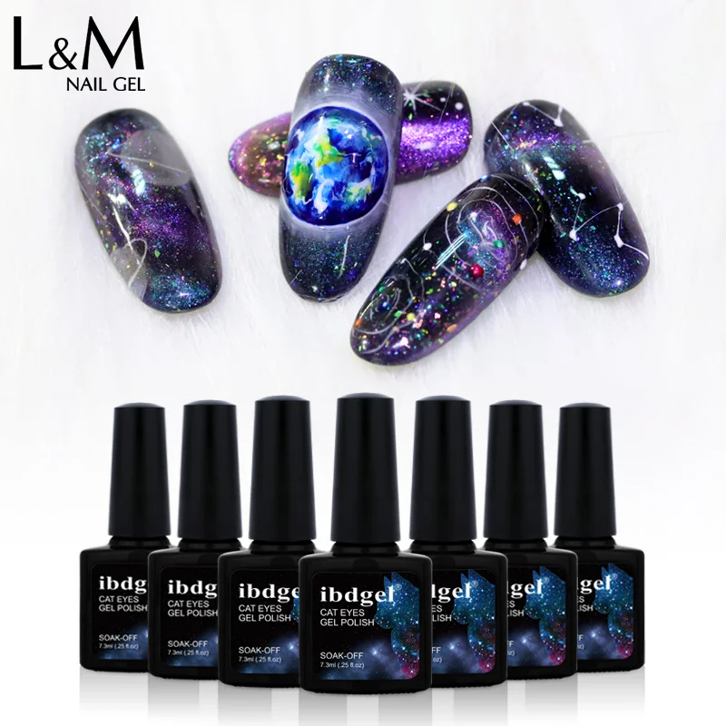 

ibdgel 3D Galaxy Chameleon Magnetic Cat Eye Nail Gel Polish UV LED Glitter Cat Eyes Gel Nail Art DIY 7.3ml