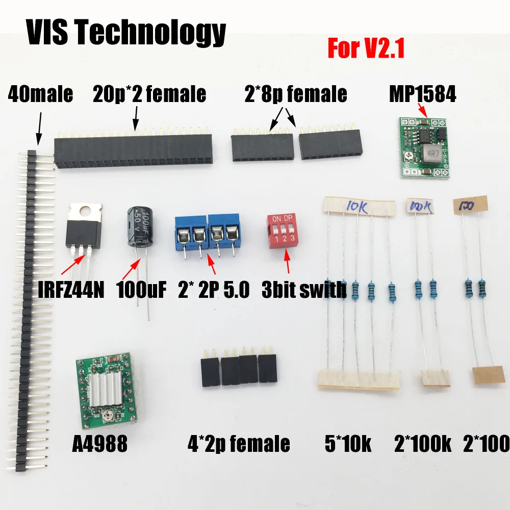 1 комплект компонентов для Nanodlp щит V2.1/V2.2 PCB SLA Nano printer Thingiverse TOS|Детали и аксессуары