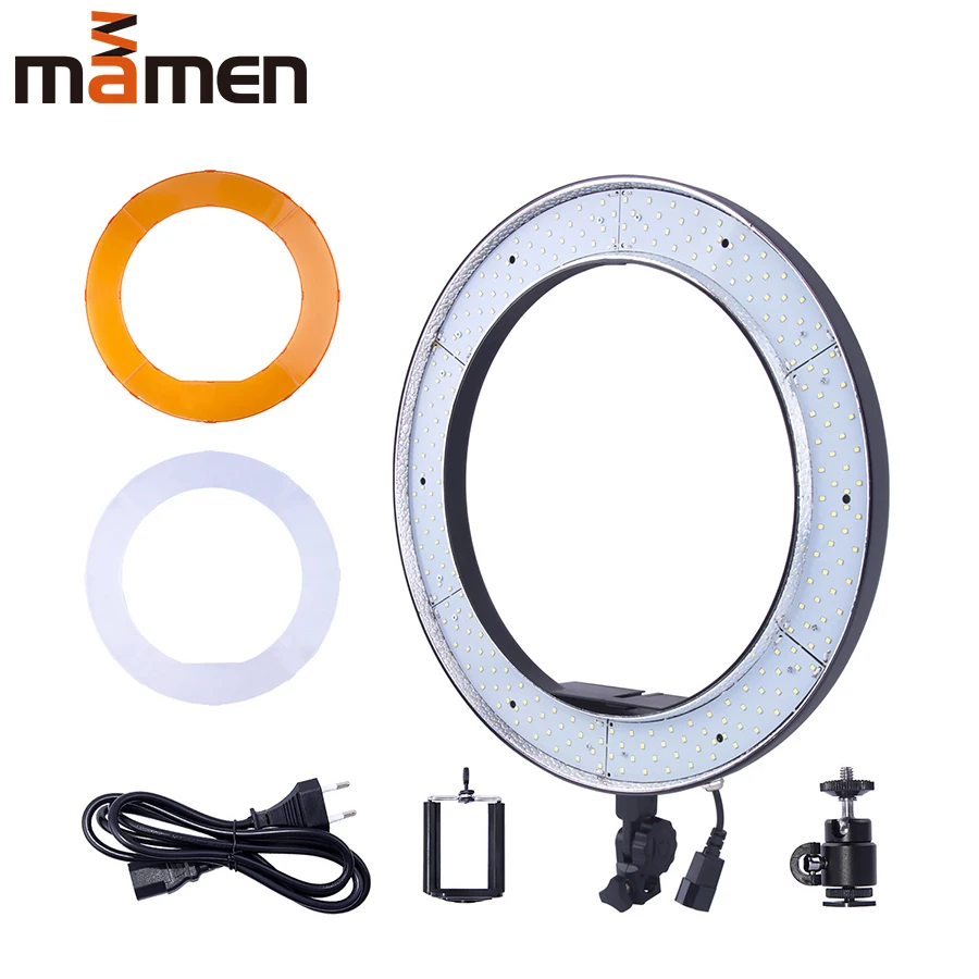 

Mamen LED Ring Light Round Lamp For Photography 55W Photo Studio Dimmable Video for Smartphone with Tripod Phone Holder