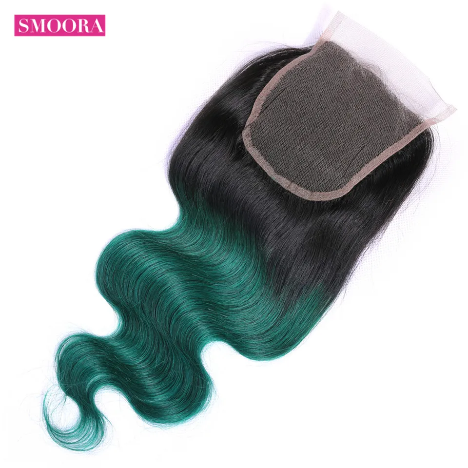 Smoora Ombre Bundles With Closure 1B/Green Two Tone Ombre Human Hair Weave Brazilian Body 3 Bundles Hair With Closure Non Remy Smoora Ombre Bundles With Closure 1B/Green Two Tone Ombre Human Hair Weave Brazilian Body 3 Bundles Hair With Closure Non Remy