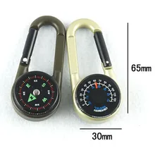 Высокое качество брелок многофункциональный походный металлический карабин мини компас термометр Открытый комплект P15